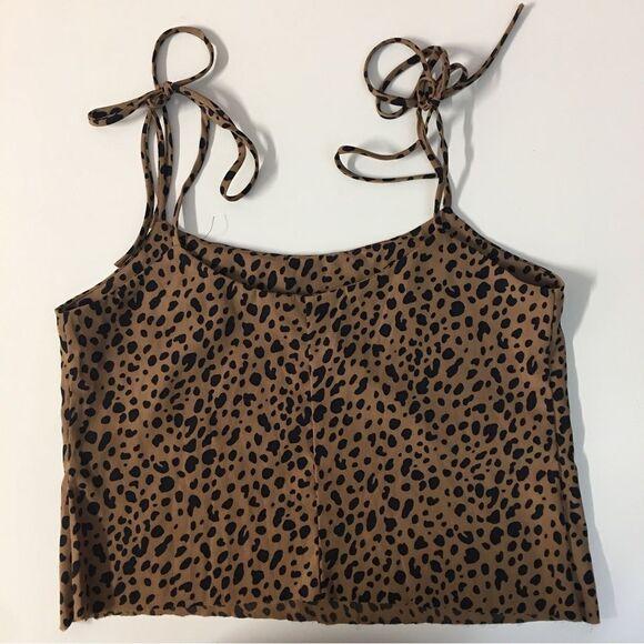 Audrey 3+1 Brown Cheetah Print Crop Top Size XS - Picture 5 of 7